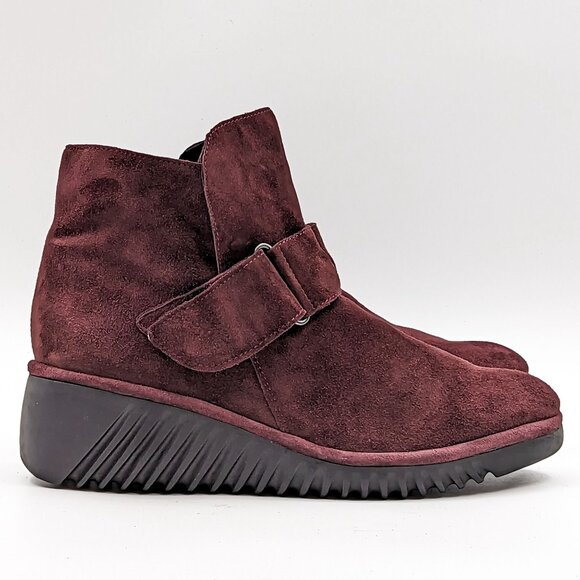 Fly London Lobe Women Boots - Burgundy Leather Wedge 10-10.5US EUR 41 - Picture 8 of 10